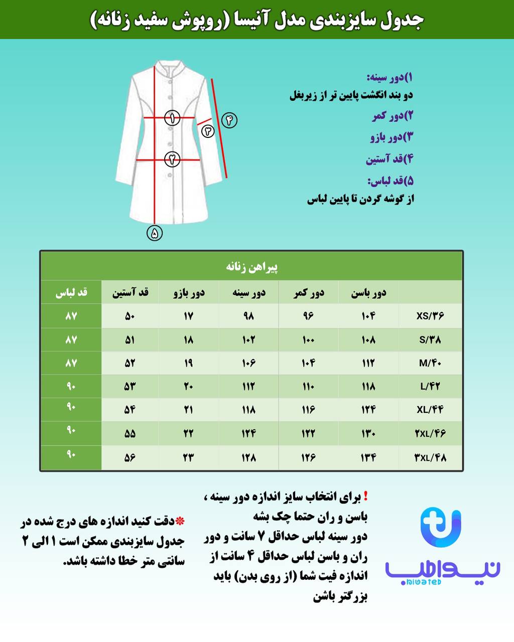 راهنمای انتخاب سایز
