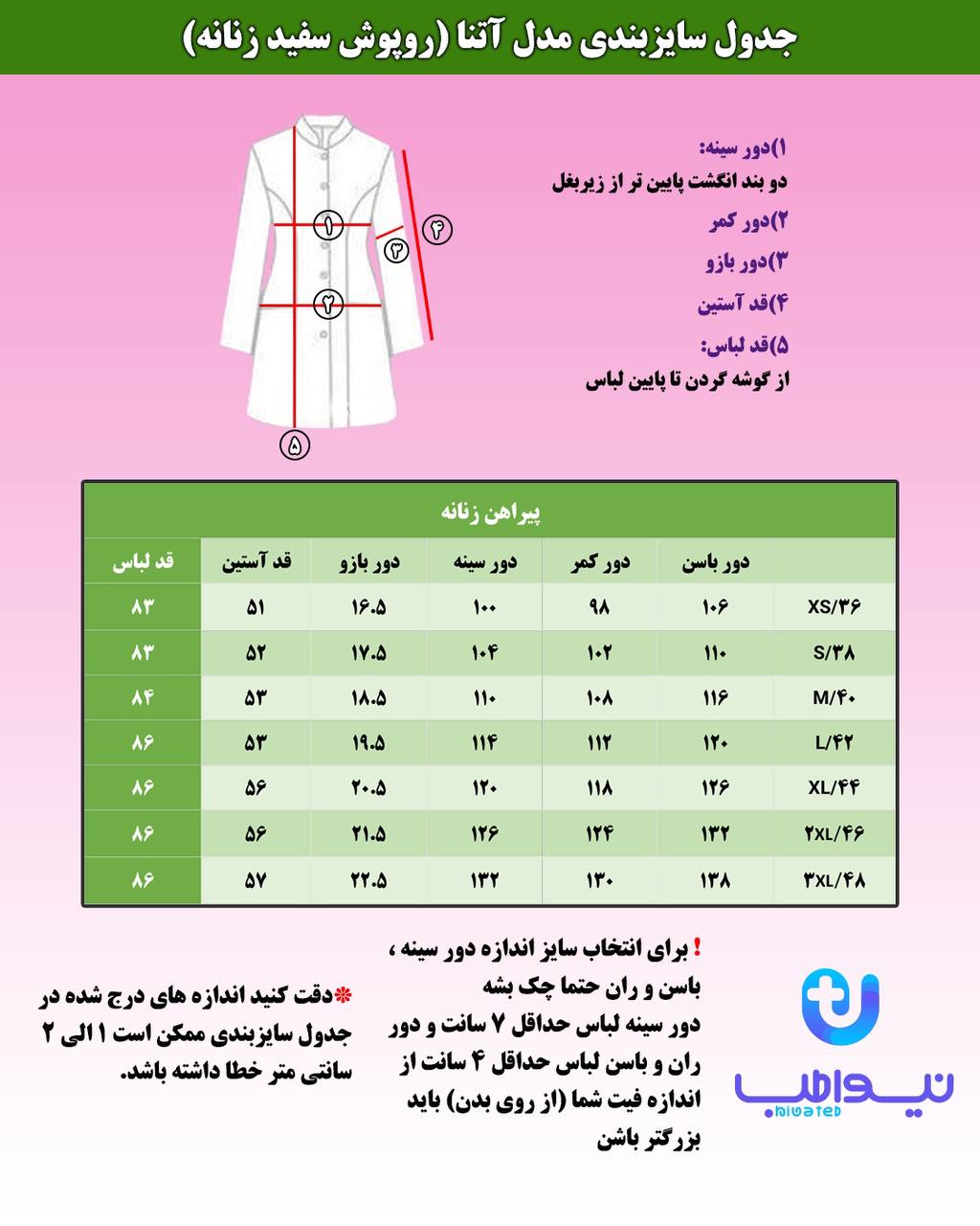 راهنمای انتخاب سایز