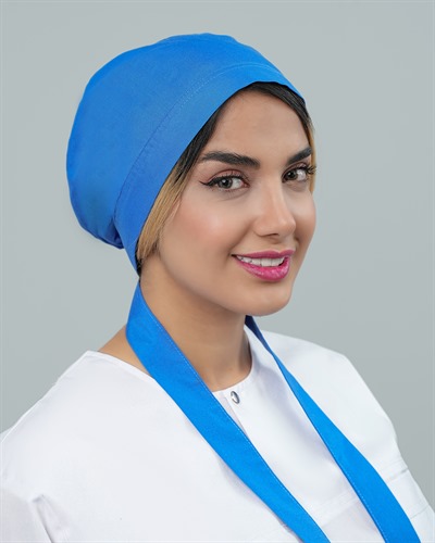 کلاه حجاب جنس ترگال رنگ آبی استخری