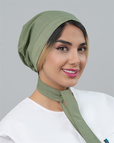 کلاه حجاب جنس ترگال رنگ سبز پسته ای