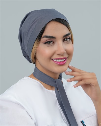 کلاه حجاب جنس تترون رنگ طوسی