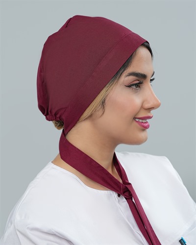 کلاه حجاب جنس تترون رنگ زرشکی
