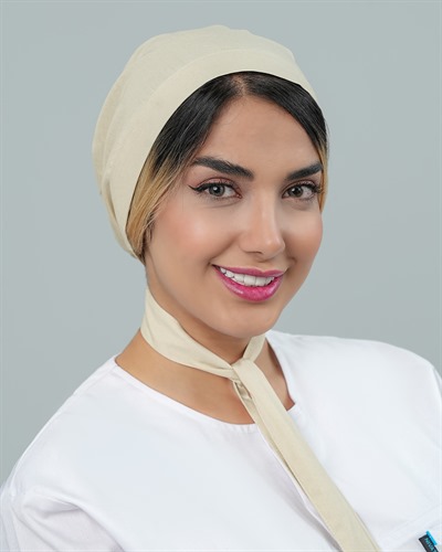 کلاه حجاب جنس ترگال رنگ کرم
