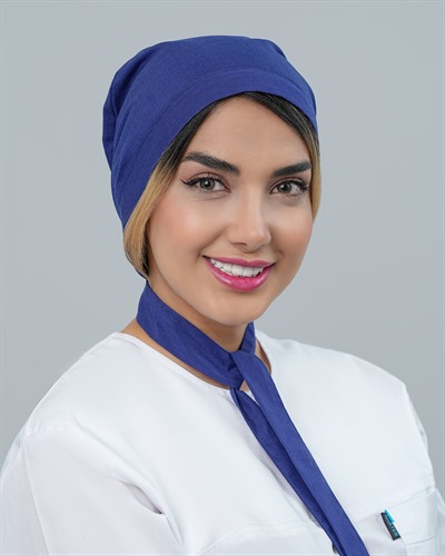 کلاه حجاب جنس تترون رنگ آبی کاربنی