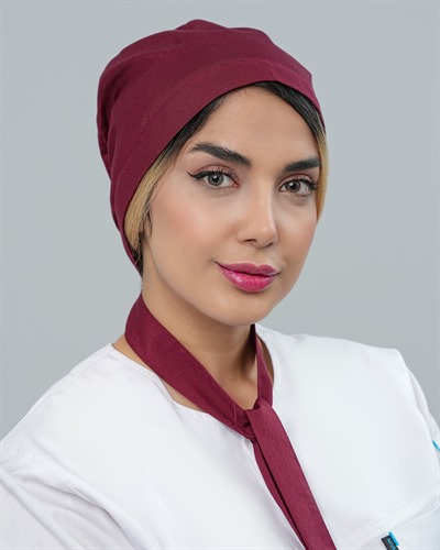 کلاه حجاب جنس تترون رنگ زرشکی