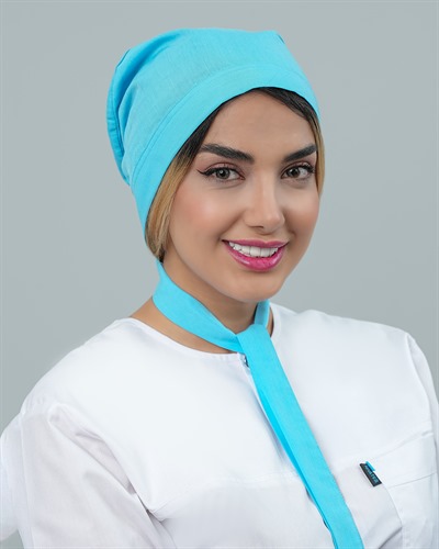 کلاه حجاب جنس تترون رنگ آبی آسمانی