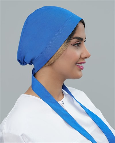 کلاه حجاب جنس ترگال رنگ آبی استخری