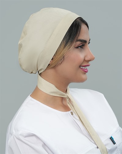 کلاه حجاب جنس ترگال رنگ کرم