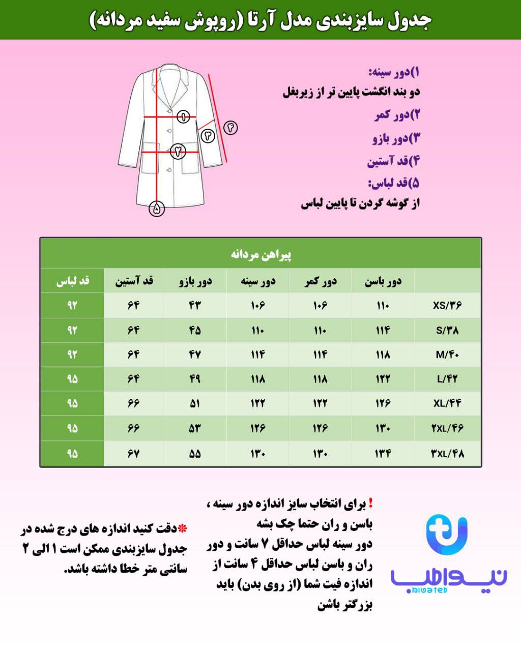 راهنمای انتخاب سایز
