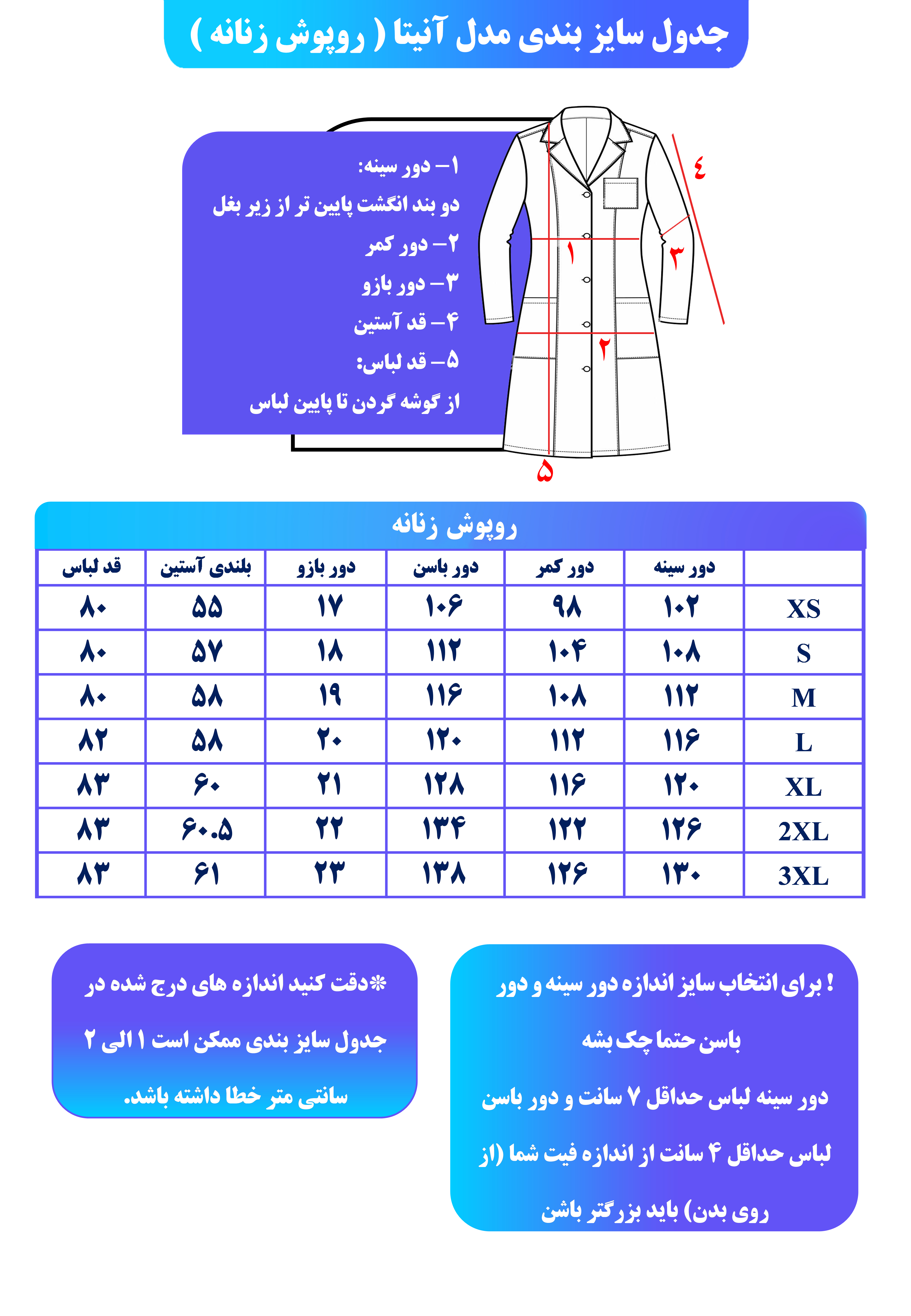 راهنمای انتخاب سایز